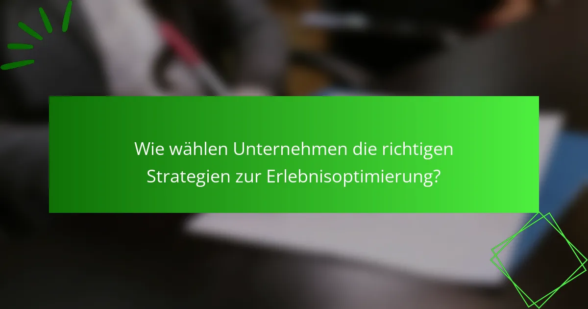 Wie wählen Unternehmen die richtigen Strategien zur Erlebnisoptimierung?